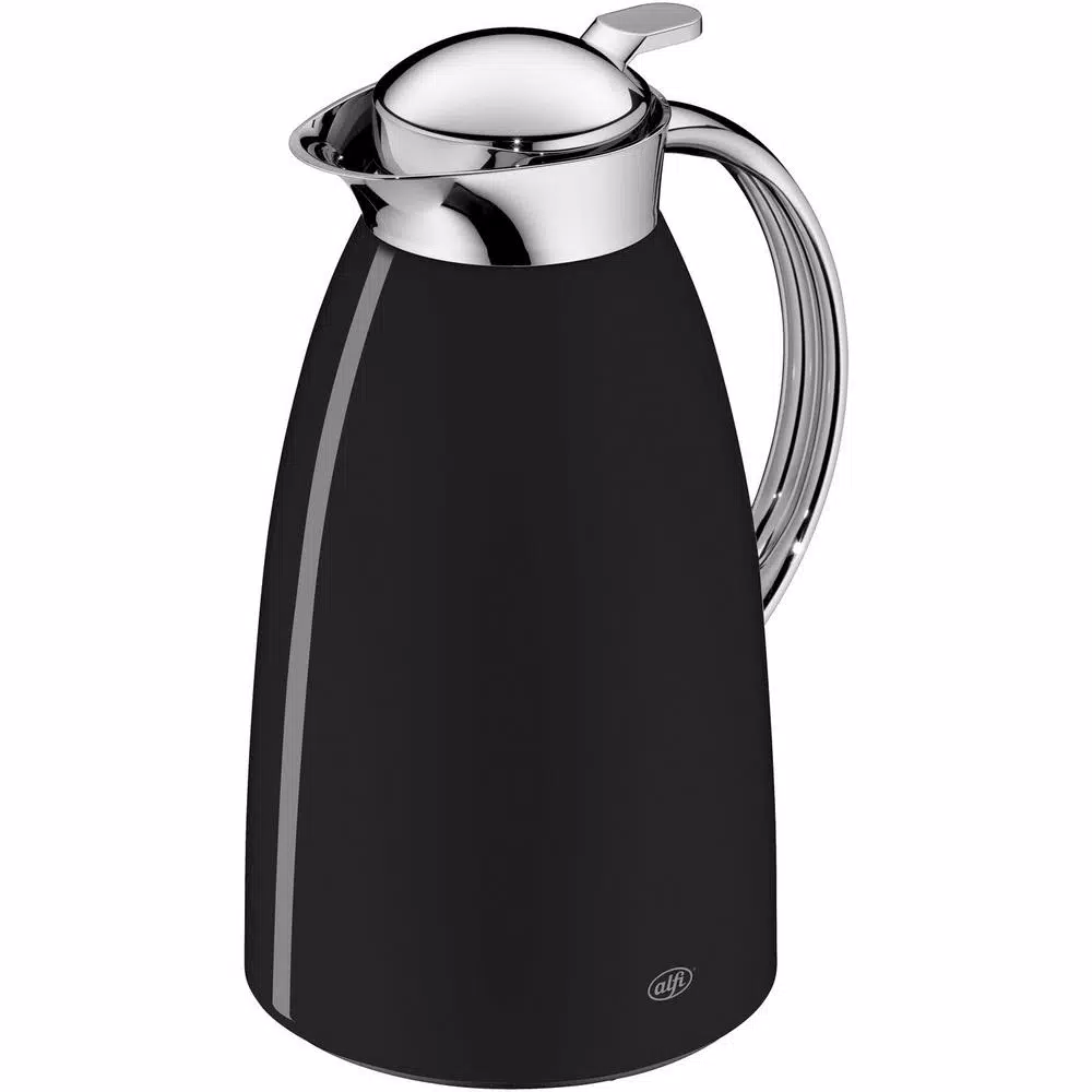Alfi Gusto Glass Vacuum Carafe, 1.06 Qt. Black Lacquered Metal Thermal Server