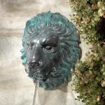 Design Toscano 13 in. Florentine Lion Head Bronze Wall Fountain with Verdigris Patina thumbnail 9