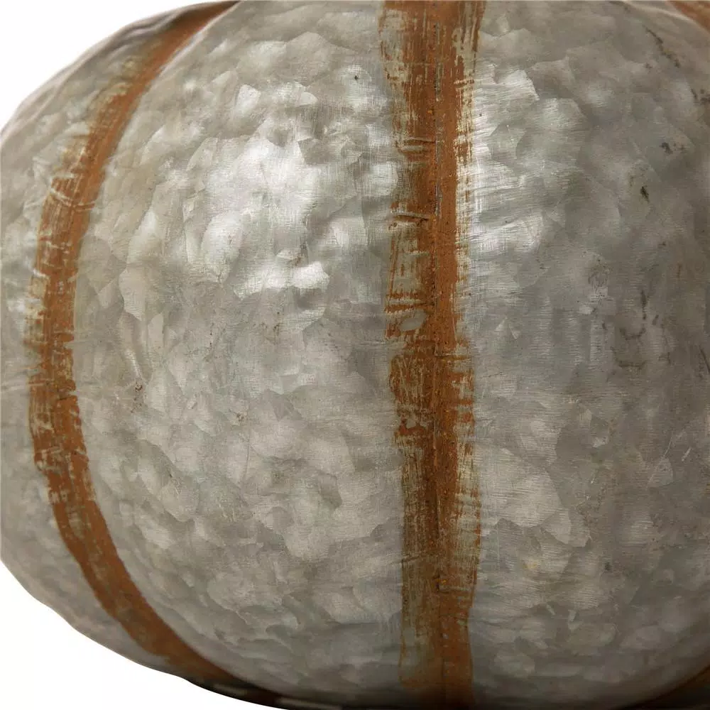 Glitzhome 12 in. Galvanized Metal Round Pumpkin - Rustic Fall & Harvest Decor