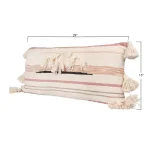3R Studios Pink, Brown and Black Striped Kilim Throw Pillow with Tassels, 28 x 14 in. thumbnail 2