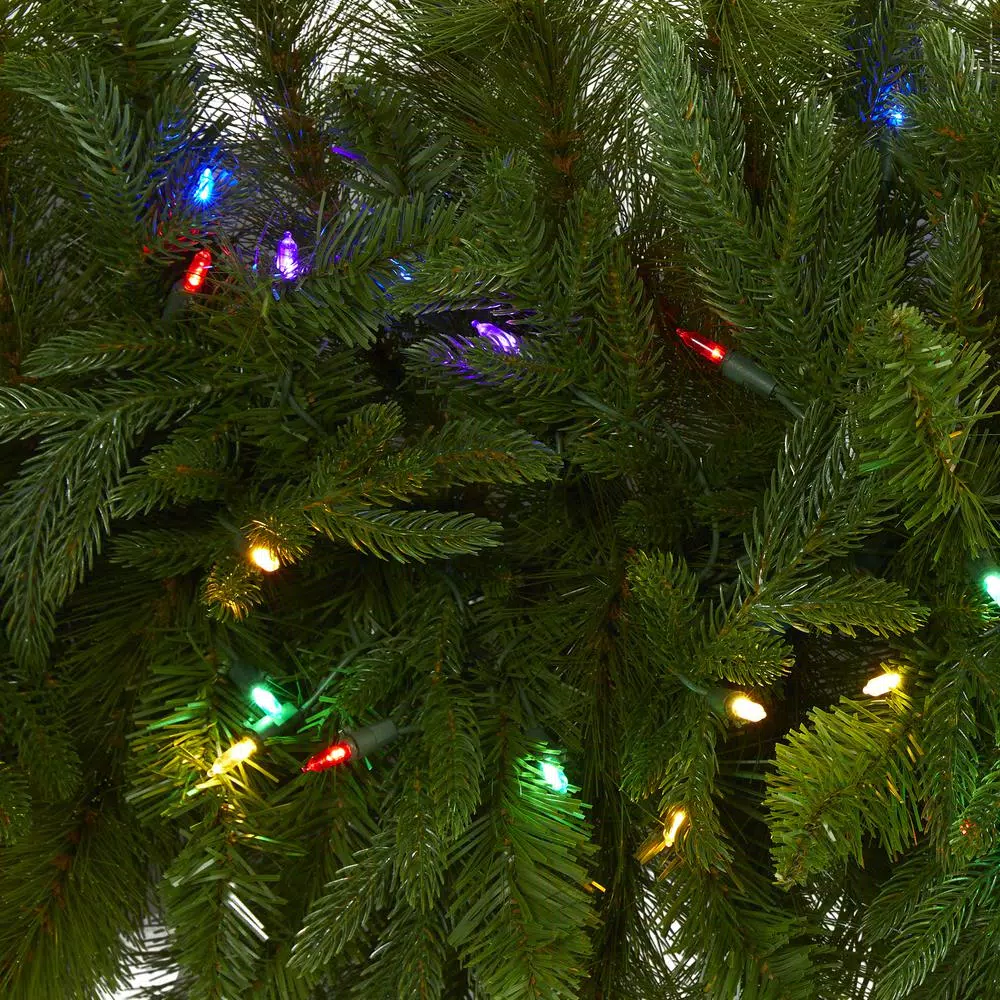 Nearly Natural 6 ft. Pre-Lit Christmas Pine Extra Wide Artificial Garland with 100 Multi-Colored LED Lights