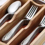 Hampton Forge Lace Frosted 54-Piece 18/0 Stainless Steel Flatware Set with Wood Caddy, Service for 8 thumbnail 3