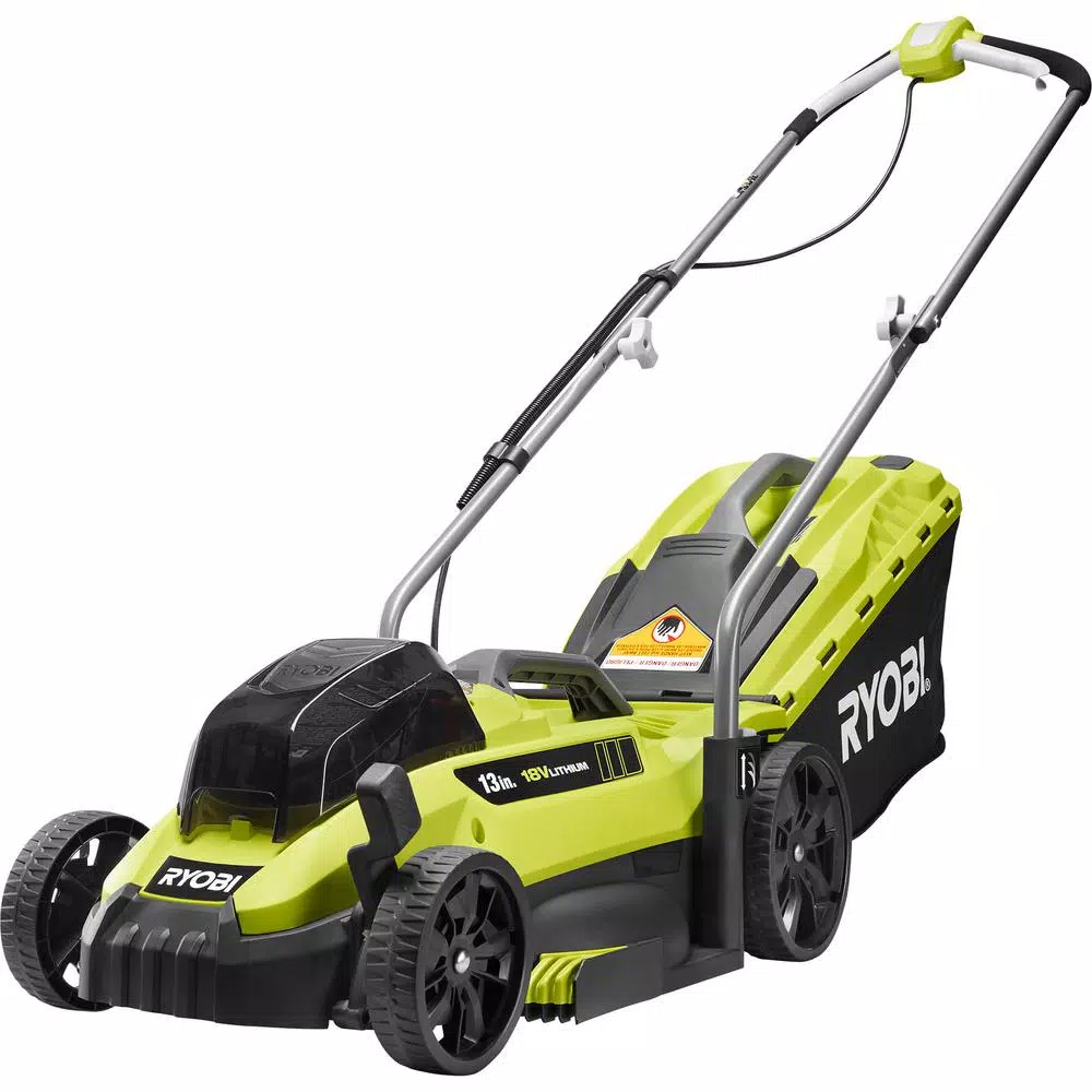 RYOBI ONE+ 18V Lithium-Ion 13 in. Cordless Walk Behind Push Lawn Mower with 4.0 Ah Battery and Charger