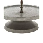 Benzara Modern 2-Tier Metal Serving Tray Stand with Handle, Galvanized Round Trays thumbnail 4