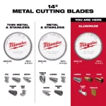 Milwaukee 14 in. 80T Carbide Tipped Aluminum and Metal Cutting Circular Saw Blade thumbnail 4
