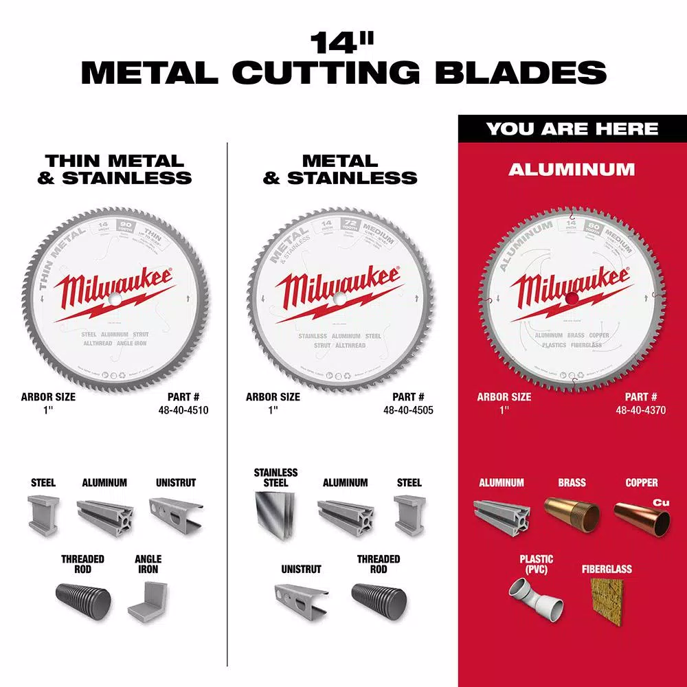Milwaukee 14 in. 80T Carbide Tipped Aluminum and Metal Cutting Circular Saw Blade