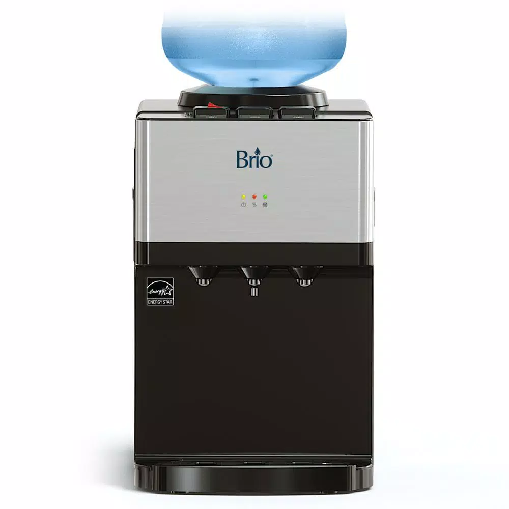 Brio Top Loading Countertop Water Cooler Dispenser with Hot, Cold & Room Temperature Water, Stainless Steel