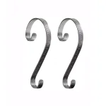Haute Decor Pewter Holly Embossed Stocking Holders, Scroll Design (2-Pack) thumbnail 1