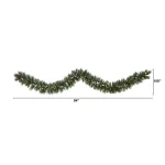 Nearly Natural 9 ft. Pre-lit Frosted Swiss Pine Artificial Garland with 50 LED Lights and Berries thumbnail 2