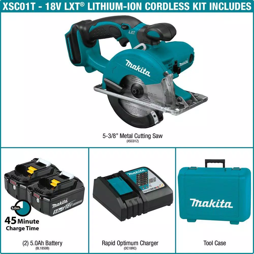 Makita 18V LXT Cordless 5-3/8 in. Metal Cutting Circular Saw Kit with 2 5.0Ah Batteries and Charger