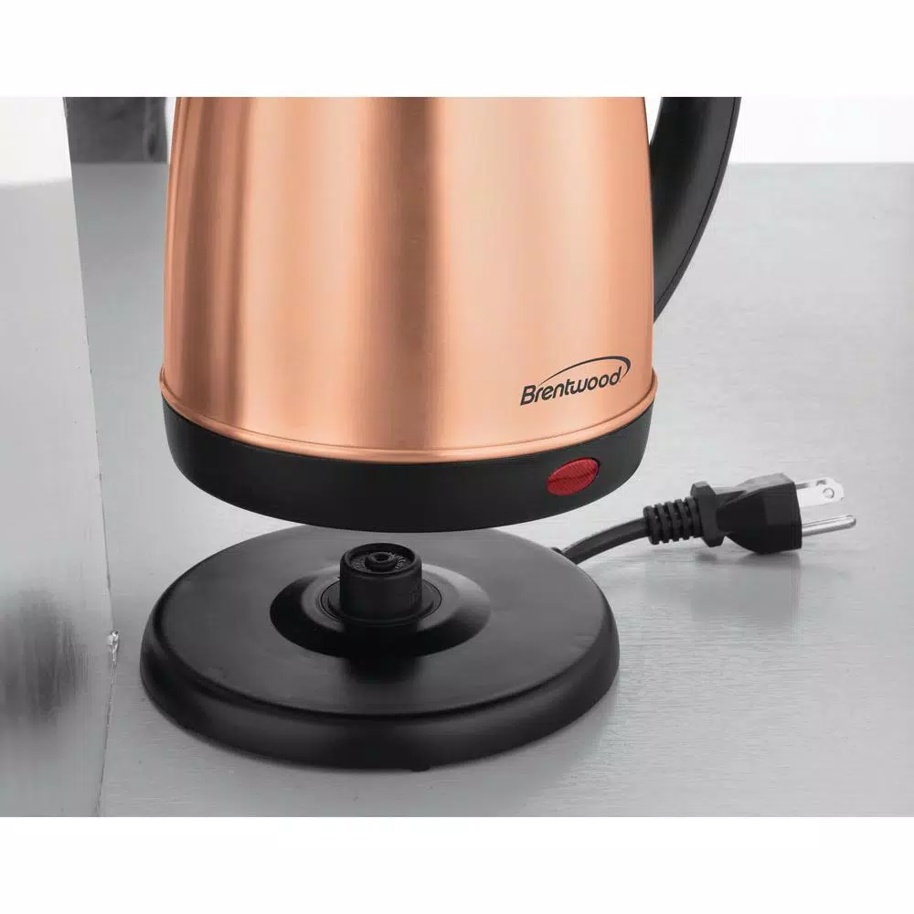 Brentwood Appliances KT-1770RG 1.2L Rose Gold Cordless Electric Kettle, 5-Cup Stainless Steel