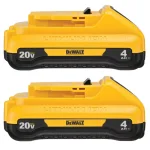 DEWALT 20V MAX Compact Lithium-Ion 4.0 Ah Battery Pack, 2-Pack (DCB240-2) thumbnail 1