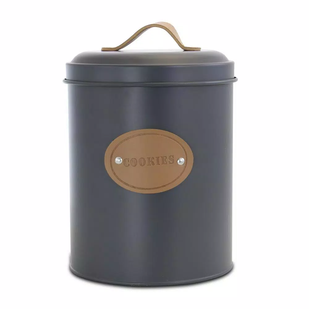 MegaChef 5-Piece Metal Kitchen Canister Set with Lids, Gray