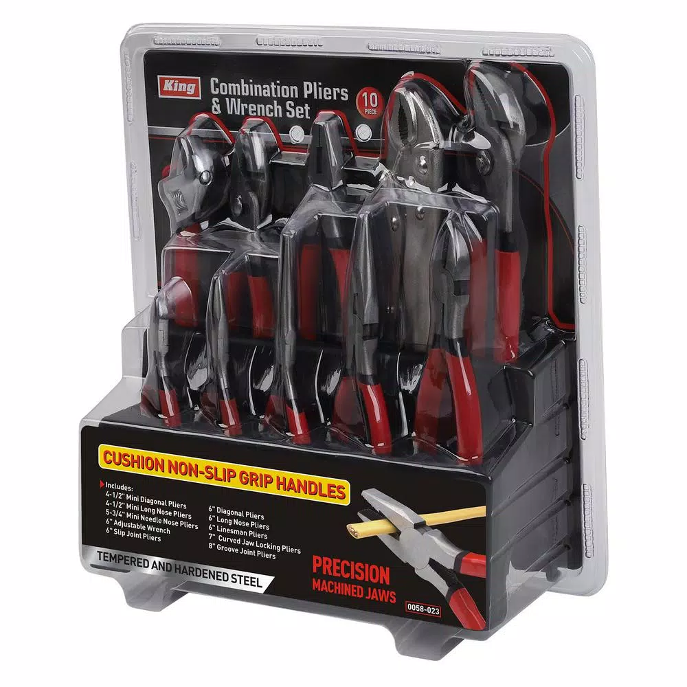 KING 10-Piece Combination Pliers and Wrench Set