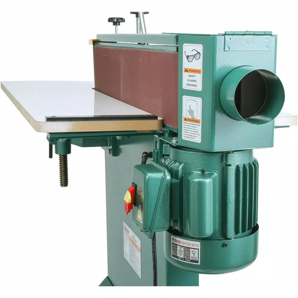 Grizzly Industrial 6 in. x 80 in. Edge Sander with Wrap-Around Table, 20A Stationary Belt Sander