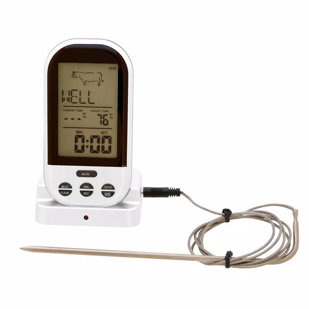 Unbranded Wireless Digital Meat Thermometer with Temperature Alarm and 100 ft Range