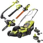 RYOBI ONE+ 18V Lithium-Ion 5-Tool Lawn and Garden Kit (Mower, Blower, Chainsaw, Hedge Trimmer, String Trimmer) thumbnail 1
