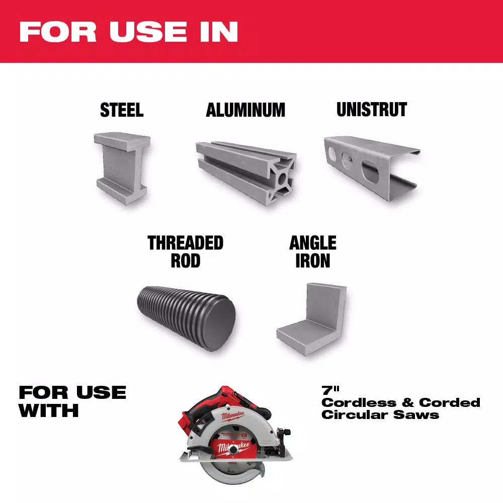 Milwaukee 7 in. 40T Carbide Metal Cutting Circular Saw Blade