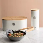 Typhoon Living Cream 7.7 Qt. Bread Bin with Sustainable Bamboo Lid thumbnail 3