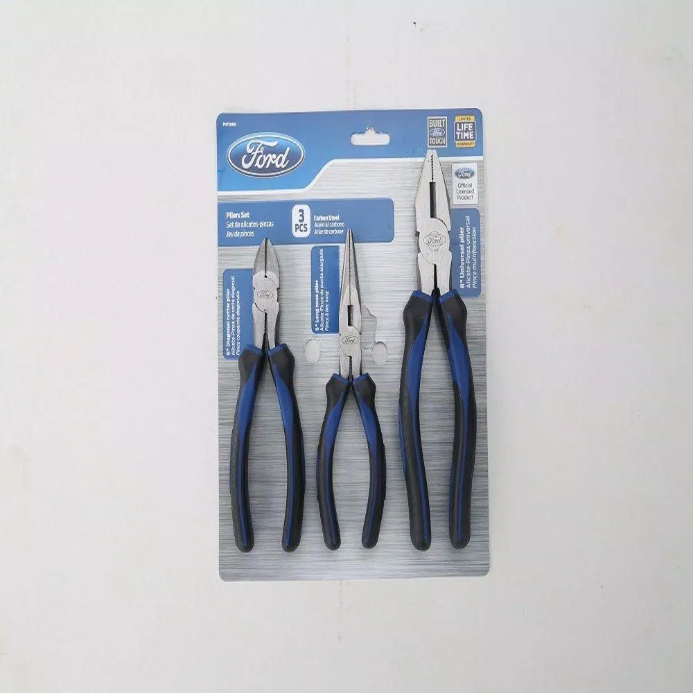 Unbranded Ford 3-Piece Pliers Set, Carbon Steel with Ergonomic Soft Grip Handles