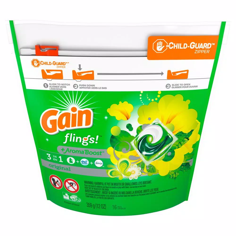 Gain Flings Original Scent Laundry Detergent Pods, 16-Count