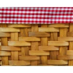 Vintiquewise Small Rectangular Wooden Decorative Basket with Removable Gingham Lining thumbnail 4