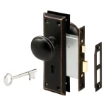 Prime-Line Classic Bronze Steel Interior Door Lock Set - Antique Style Passage Knob thumbnail 1