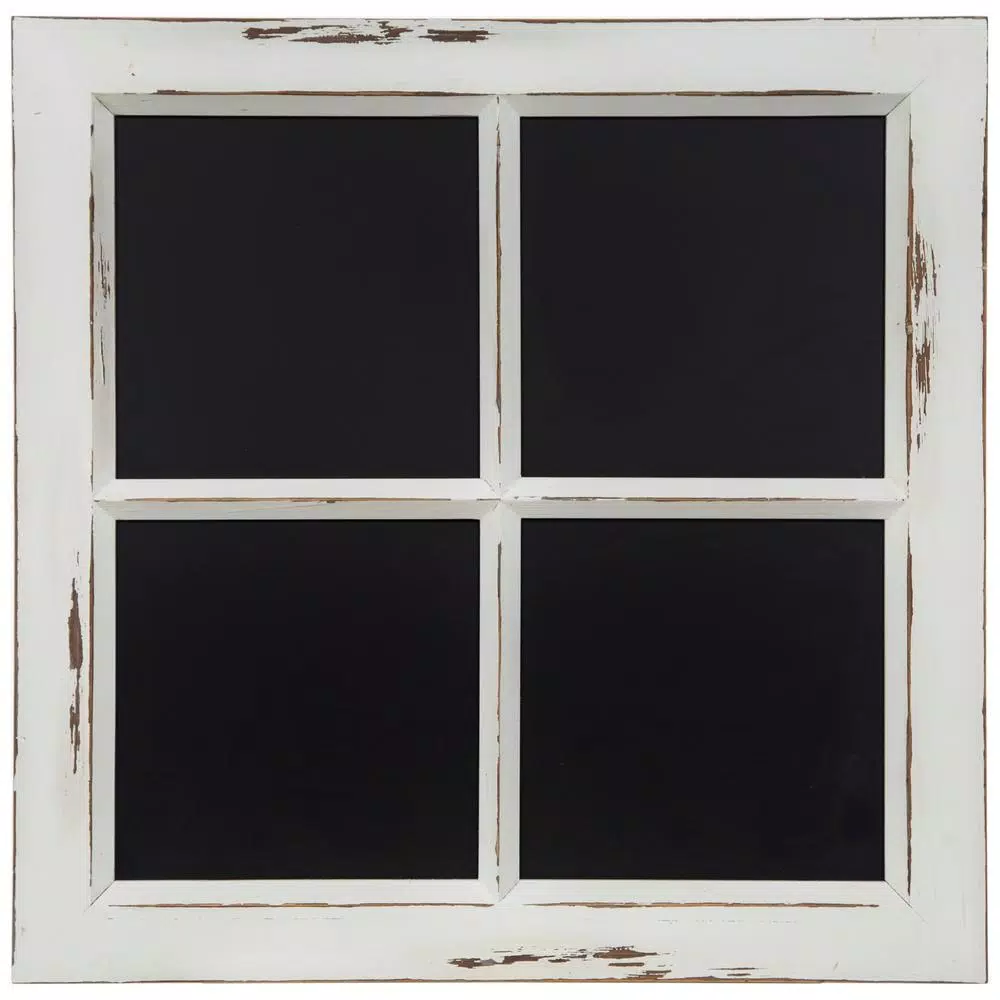 Pinnacle Distressed White Window Pane Framed Chalkboard - Rustic Farmhouse Memo Board
