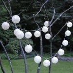LUMABASE 20-Light Solar Cotton Globe String Lights, Warm White LED Outdoor Decorative Lights thumbnail 3