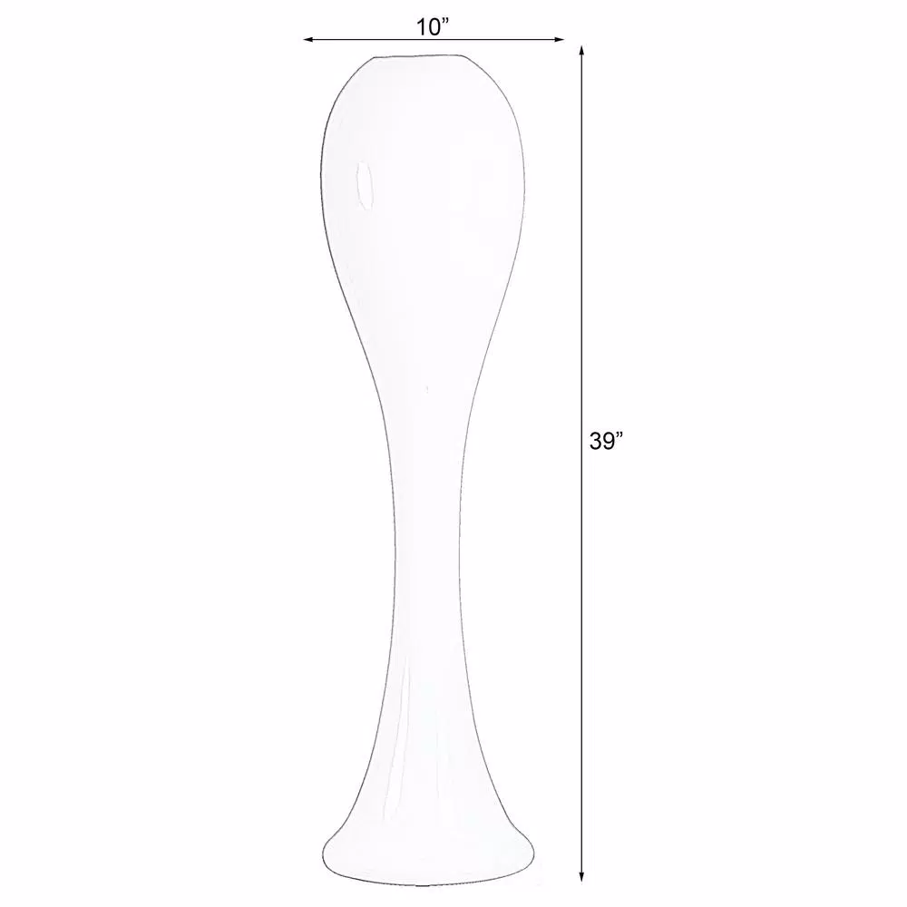 Uniquewise 39 in. White Modern Fiberglass Tall Floor Vase - Unique Oval Design