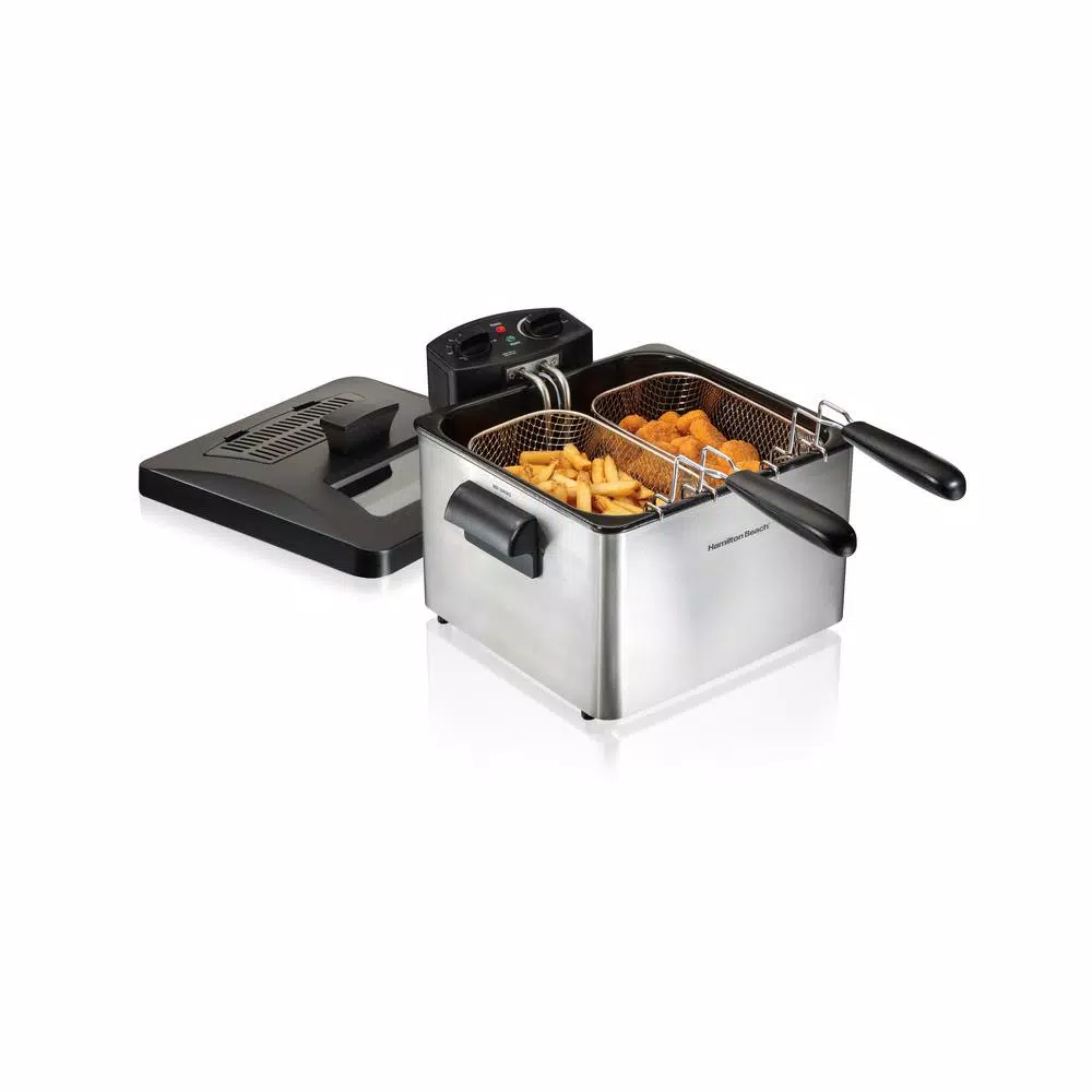 Hamilton Beach 3 Qt. Stainless Steel Professional-Style Deep Fryer with Double Baskets