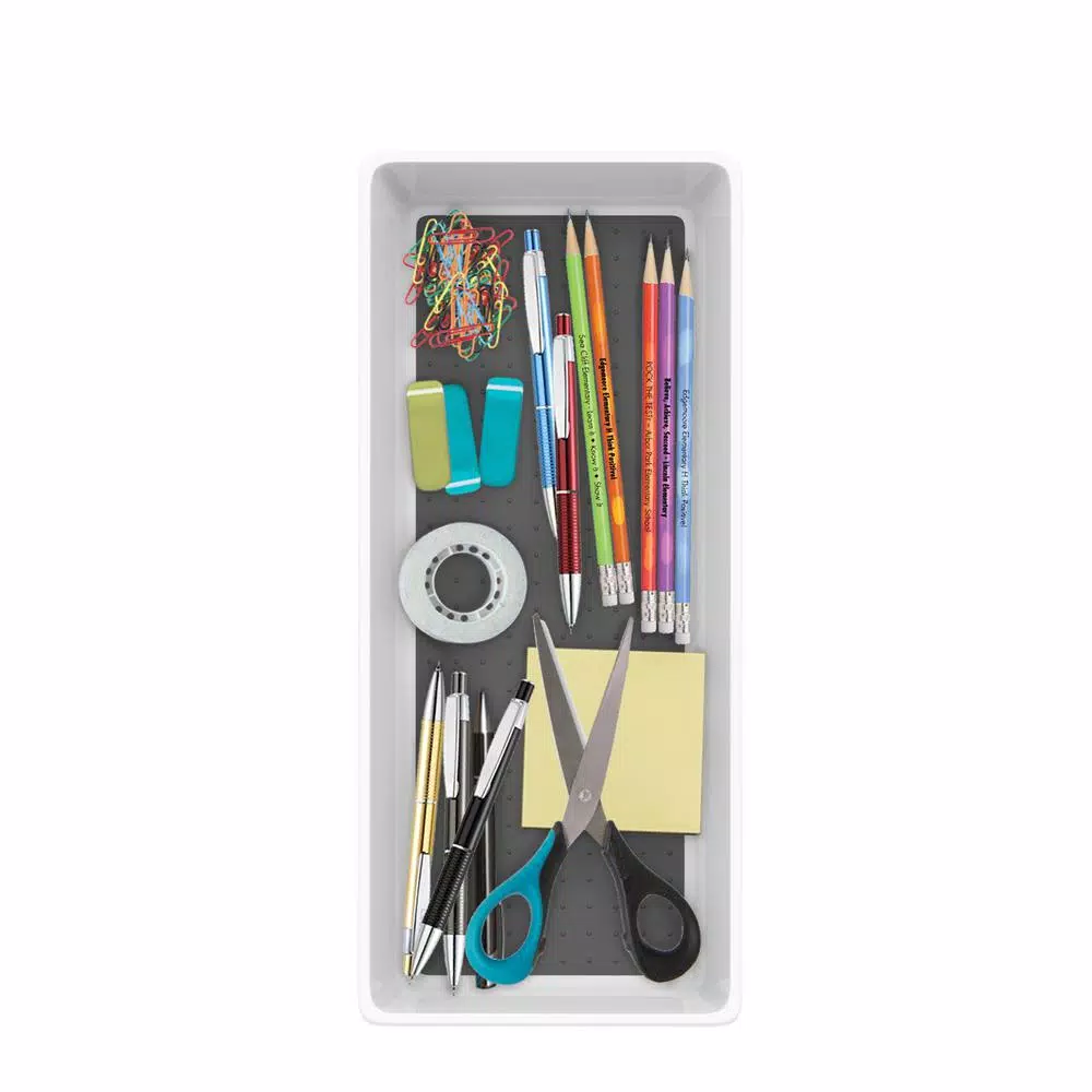 Lavish Home White Plastic Drawer Organizer Tray with Non-Slip Rubber Liner