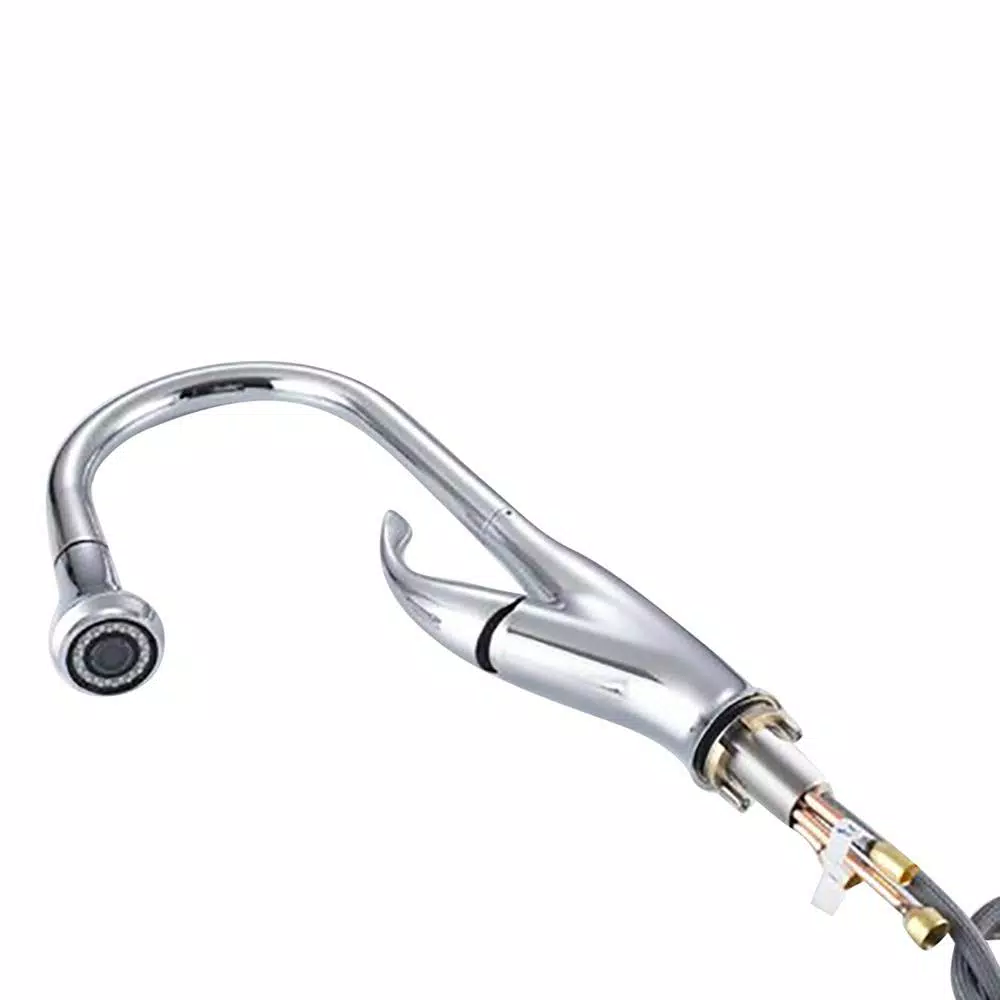 Vanity Art Chrome Single-Handle Pull-Down Kitchen Faucet with 360 Degree Swivel Spout