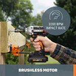 Worx Power Share 20V Brushless 3-Speed 1/4 in. Hex Impact Driver Kit thumbnail 3