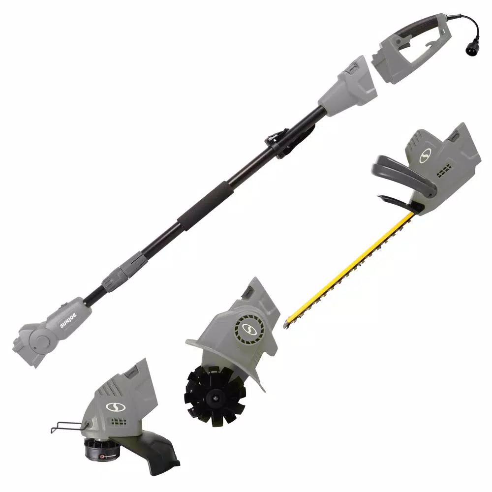 Sun Joe 4.5 Amp Electric Multi-Tool Lawn Care System with String Trimmer, Hedge Trimmer, and Tiller