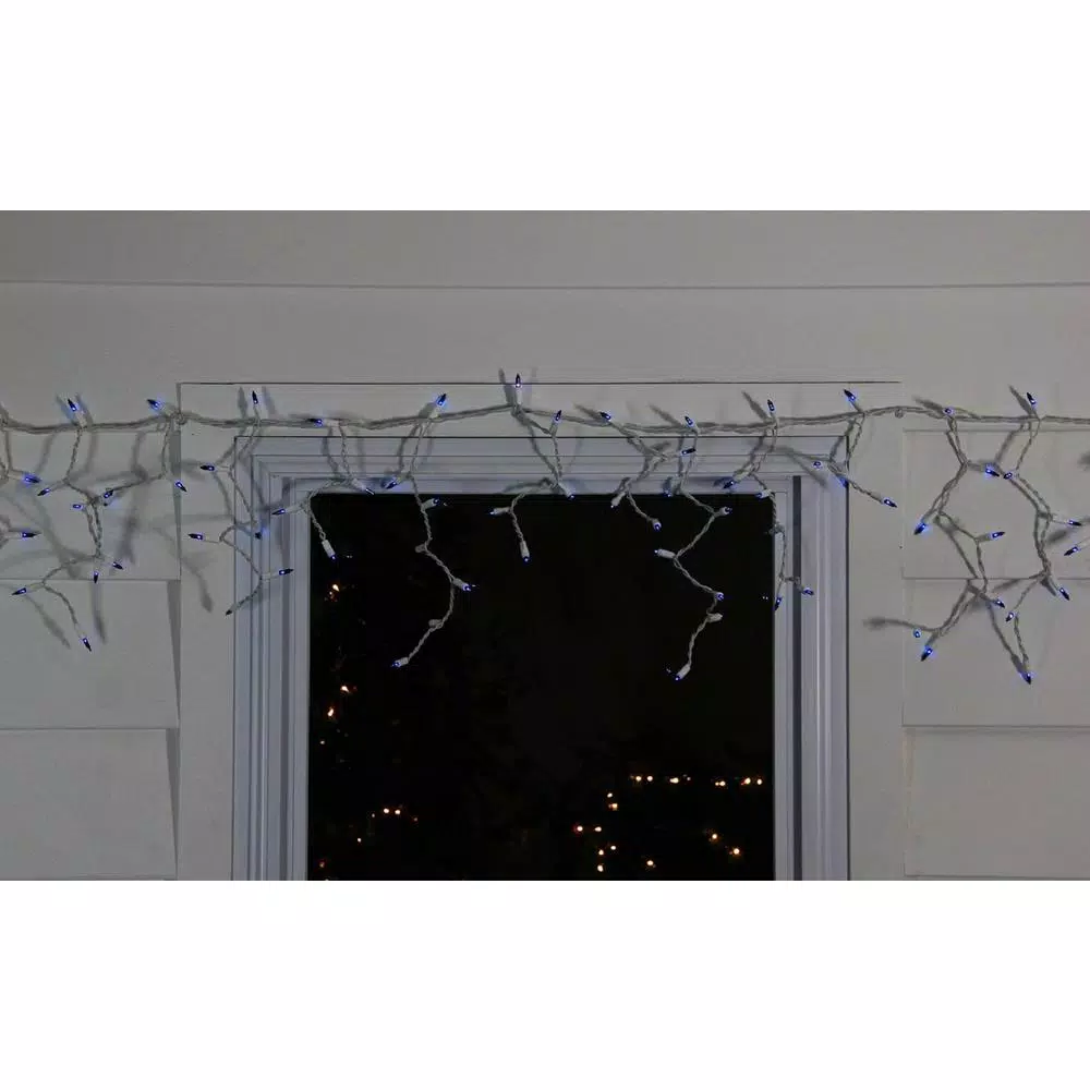 Northlight 7 ft. 100-Light Blue Mini Icicle Lights with White Wire
