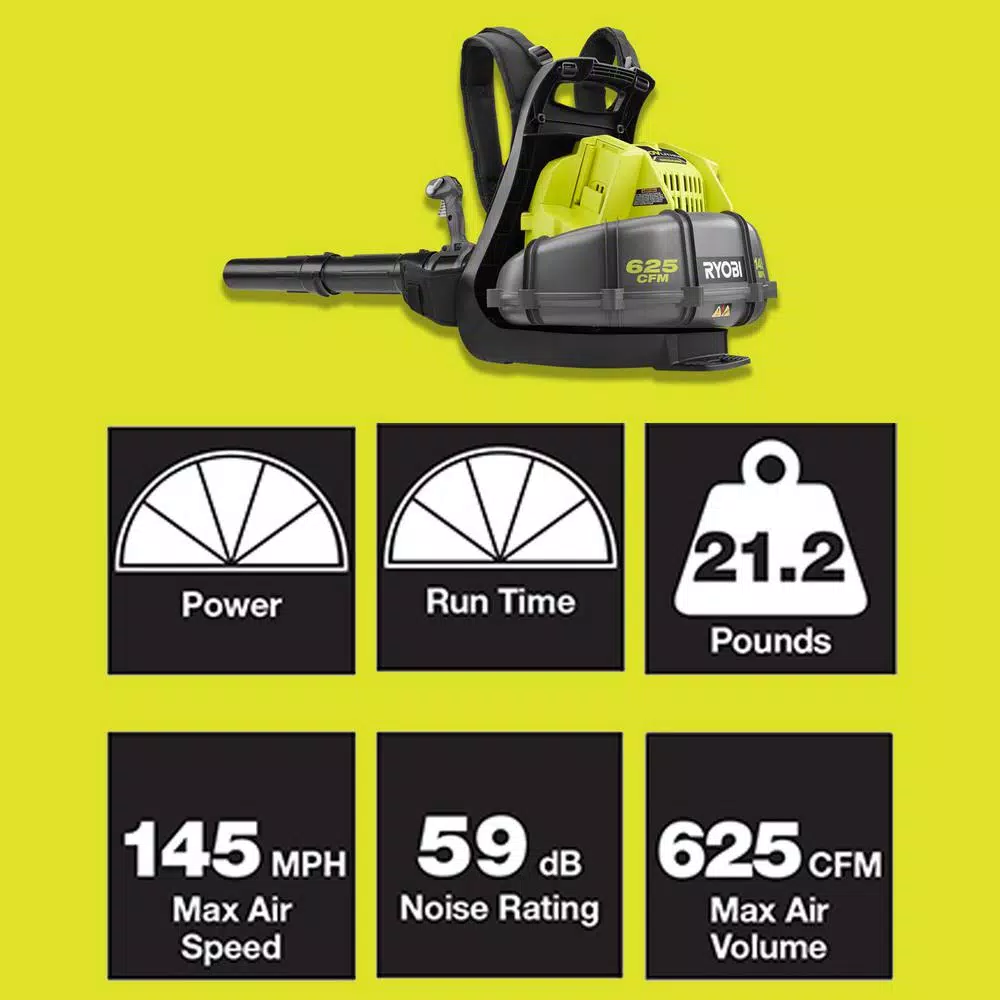 RYOBI Reconditioned 40V Lithium-Ion Cordless Backpack Blower with 5 Ah Battery and Charger