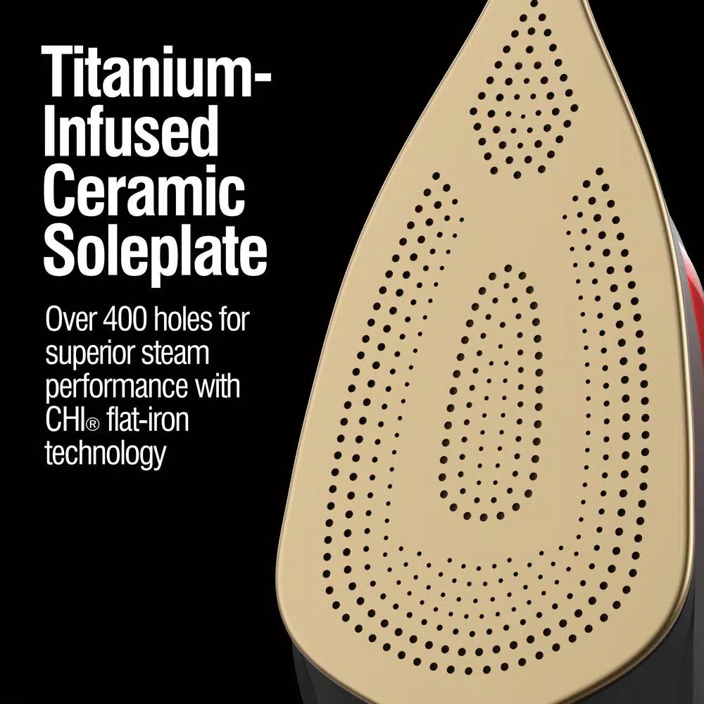CHI Retractable Cord Steam Iron with Titanium-Infused Ceramic Soleplate, Gold
