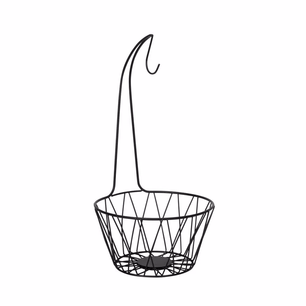 Spectrum Paxton Fruit Tree Steel Banana Stand and Fruit Bowl, Black