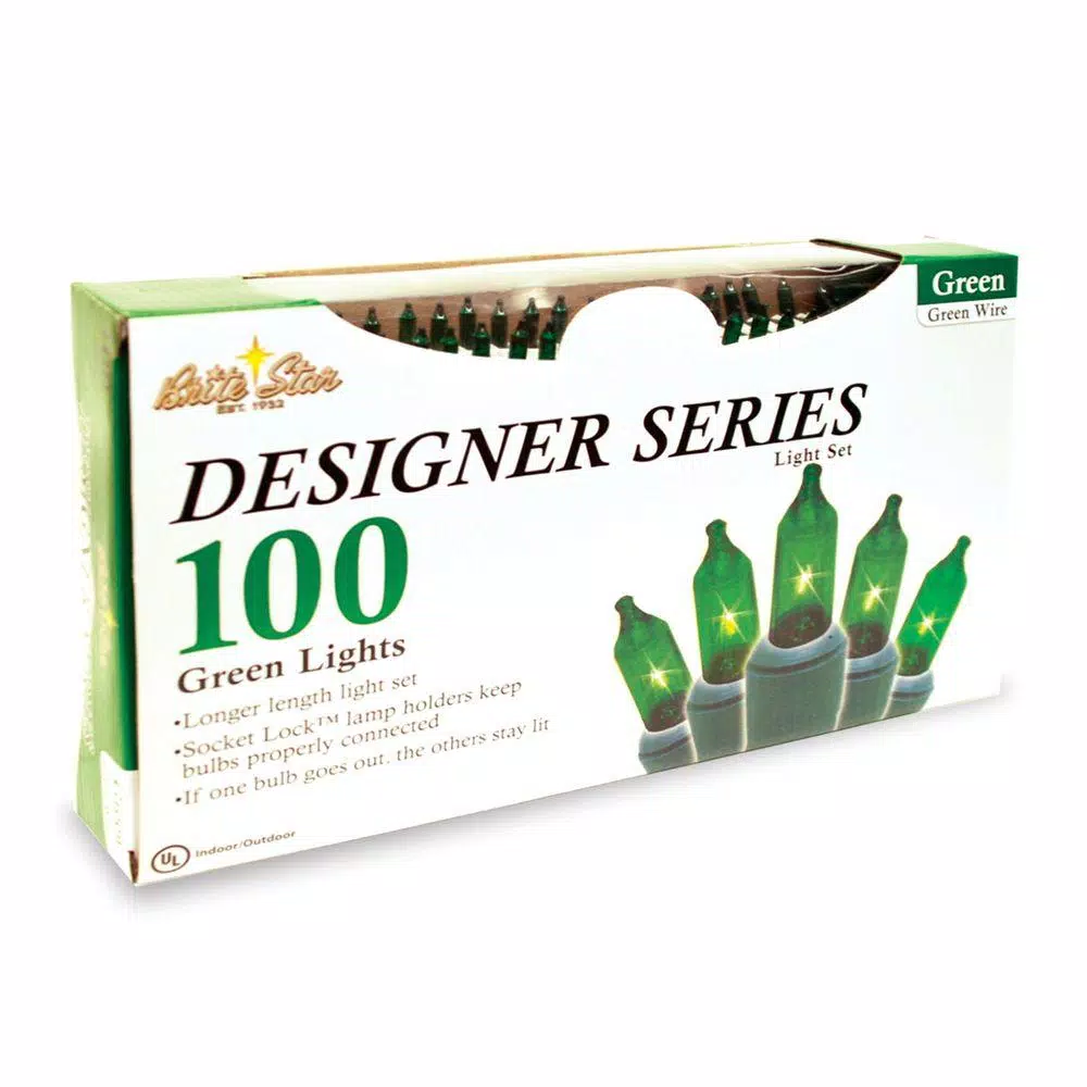 Brite Star Designer Series 100-Light Green Mini Light Set (Set of 2) - Incandescent Indoor/Outdoor String Lights