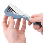 BergHOFF Leo Dual Lunch Box and 3-Piece Stainless Steel Flatware Set - Grey and Blue thumbnail 4