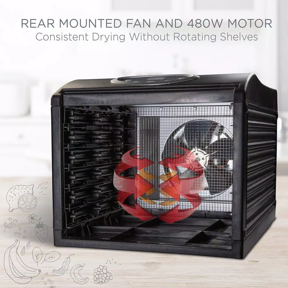 Ivation 6-Tray Stainless Steel Food Dehydrator Machine, 480W Digital Timer & Temperature Control
