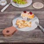 Creative Home Natural White Marble Cheese Serving Board with Stainless Steel Copper Trim Handle, 12.2 x 8 in. thumbnail 7