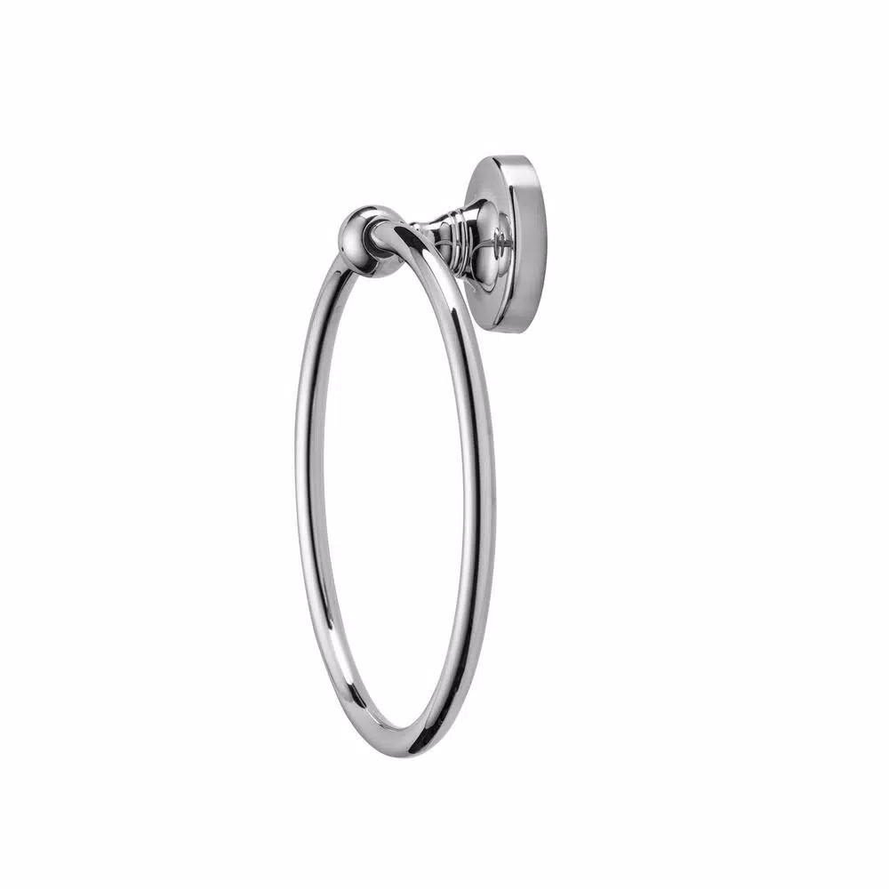 Croydex Wimborne Flexi-Fix Wall-Mounted Towel Ring, Chrome Finish