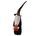 Glitzhome 28 in. Halloween Fabric Gnome Standing Decor with Posable Hat and Faux Fur Beard thumbnail 3