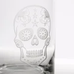 Rolf Glass Sugar Skull 16 oz. Pint Glass Set of 4 - Sand-Etched Glassware thumbnail 3