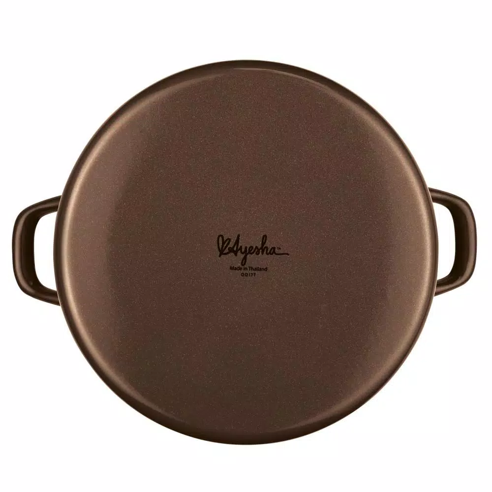 Ayesha Curry Ayesha Home Collection 12-Quart Porcelain Enamel Nonstick Stockpot with Lid, Brown Sugar
