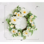 Unbranded 22 in. Cream Poppy Wreath with Silk Flowers and Natural Twig Base thumbnail 2