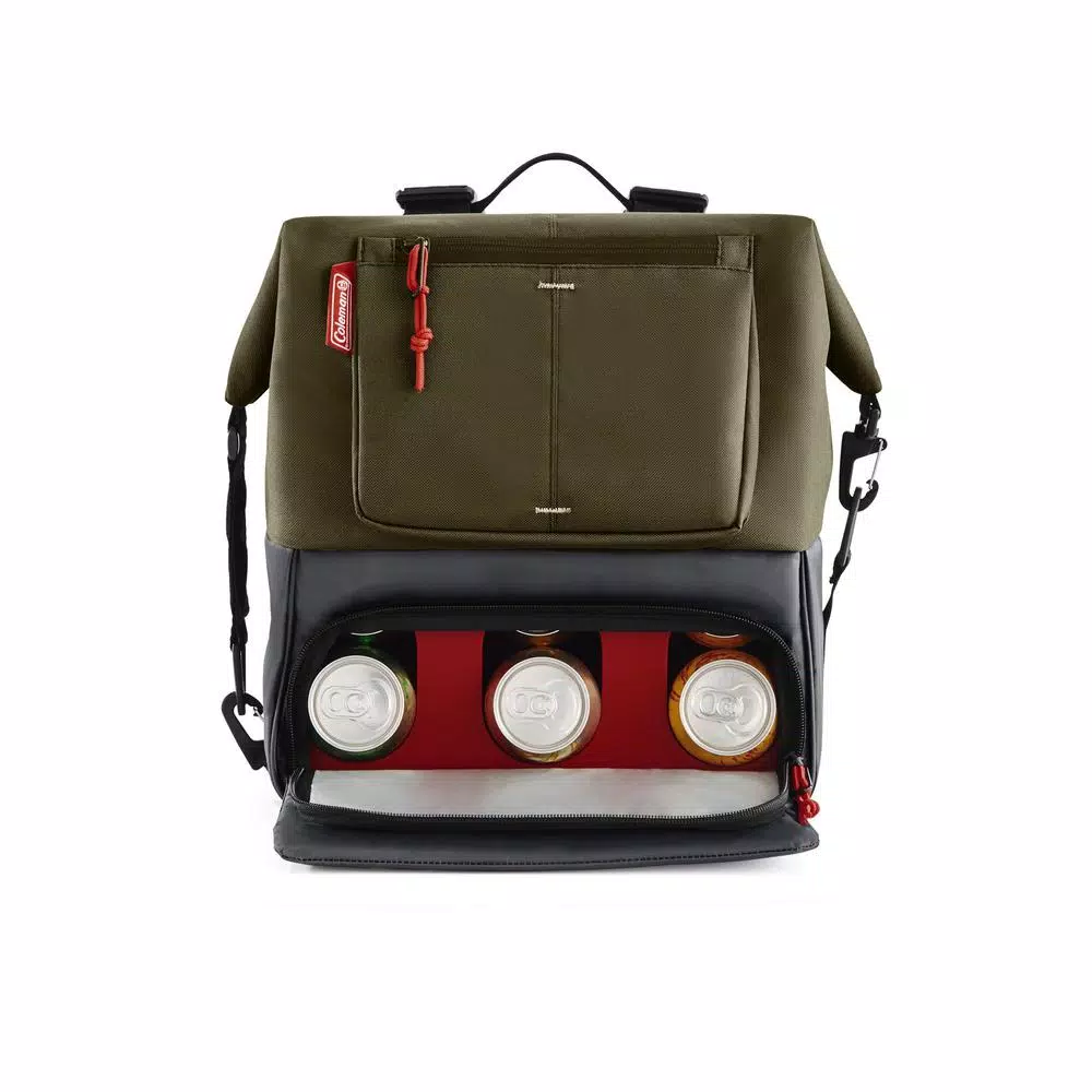 Coleman 4.5QT Convertible Can-Dispensing Backpack Cooler with Reusable Ice Packs, Olive