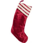 VHC Brands 20 in. Red Memories Glam Christmas Stocking with Gold Ribbon Embellishments thumbnail 1